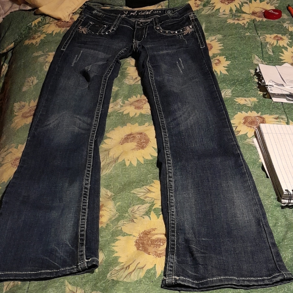 L.A. Idol Dark Blue Flare Jeans Size 0